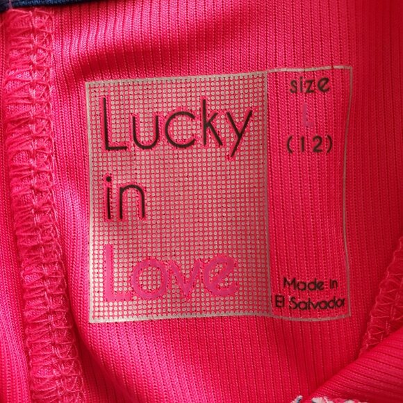LUCKY IN LOVE Pretty in Ink Collection Ink Print Long Sleeve Tennis Top L 12 - Picture 10 of 16